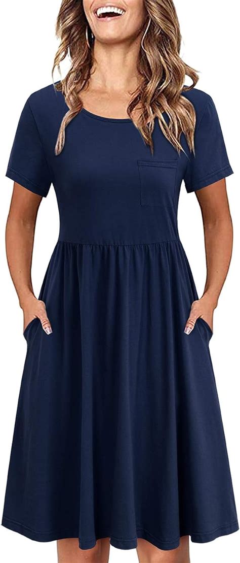 Amazon.com: Blue Knee Length Dress With Sleeves.